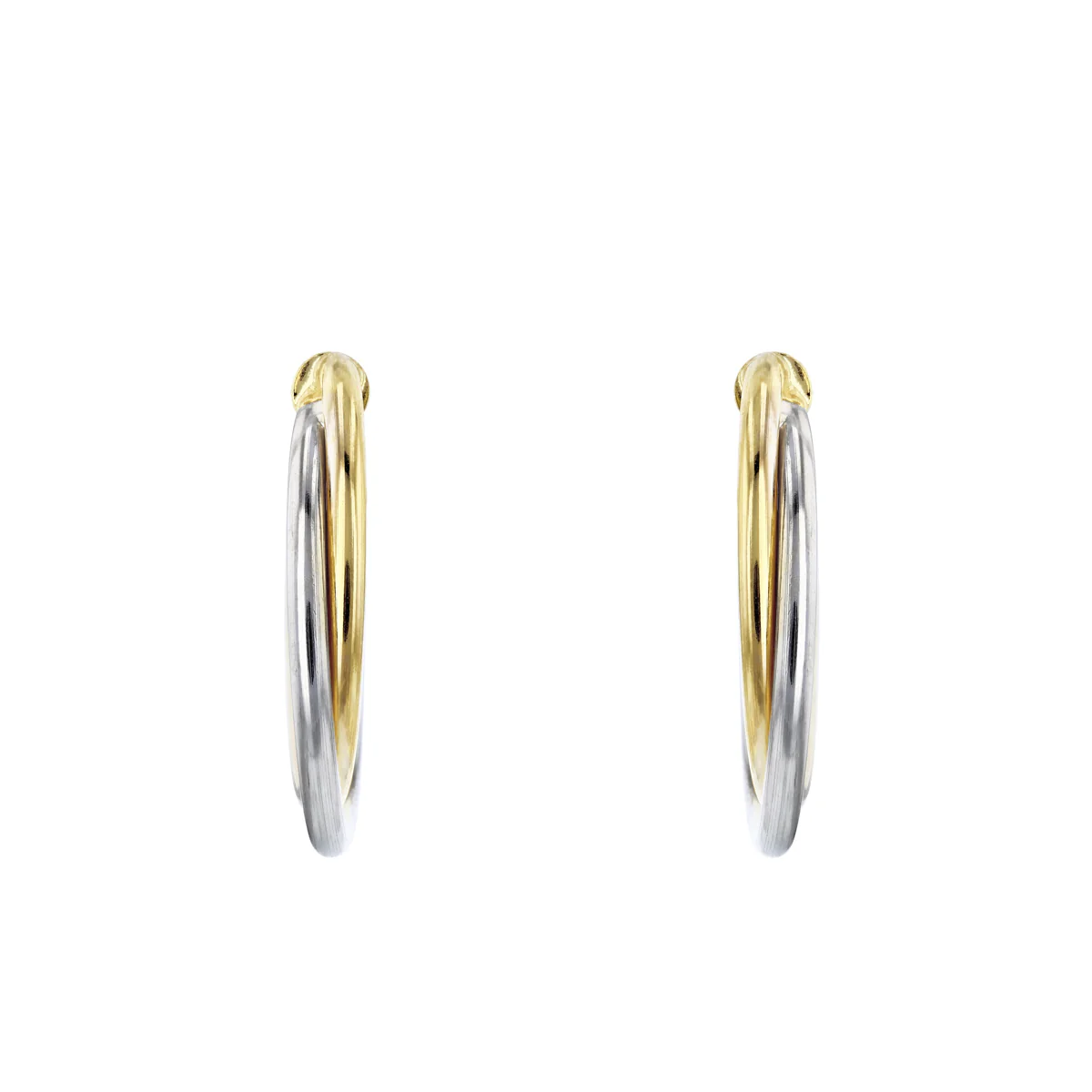 Soleil collection Crossover Hoop Earring | 9K Solid Mixed Metal - Image 3