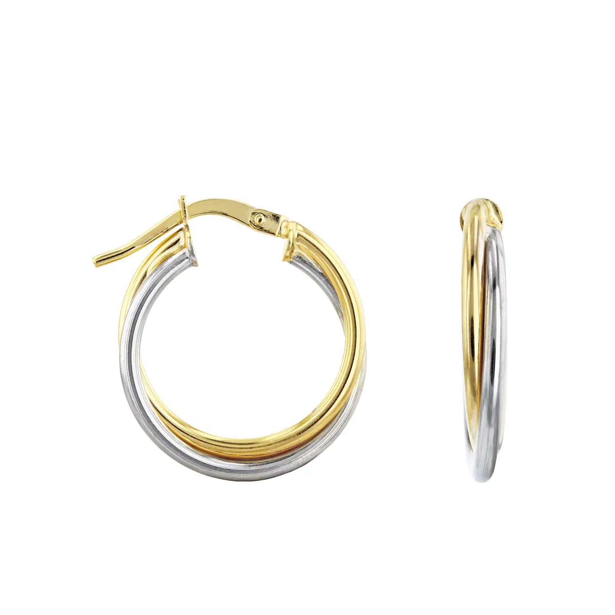 Soleil collection Crossover Hoop Earring | 9K Solid Mixed Metal - Image 4