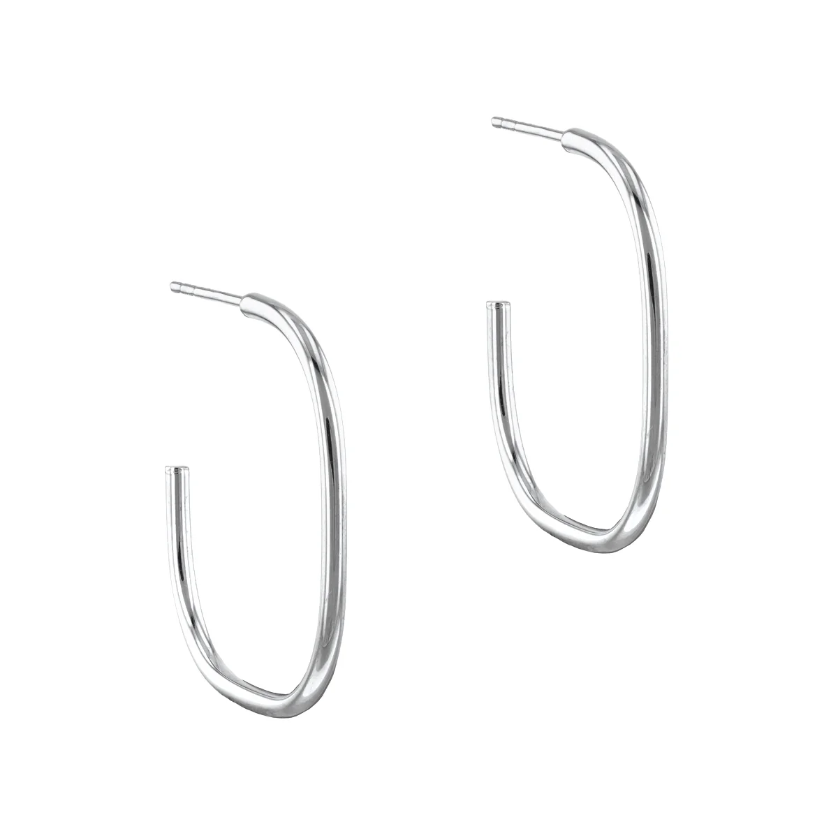 Soleil Collection Cushion Shape Hoop Earrings | 9K Solid White Gold - Image 3