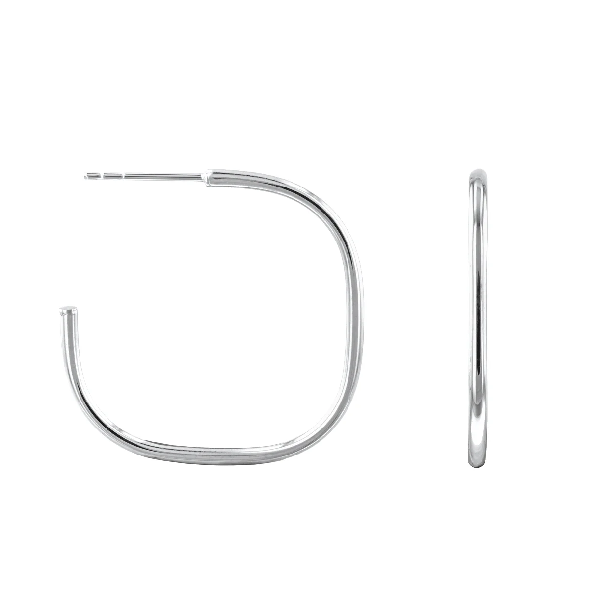 Soleil Collection Cushion Shape Hoop Earrings | 9K Solid White Gold - Image 4