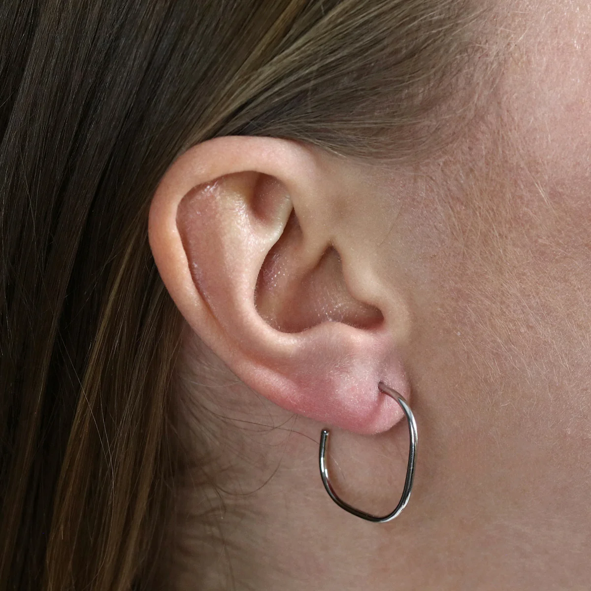 Soleil Collection Cushion Shape Hoop Earrings | 9K Solid White Gold - Image 7