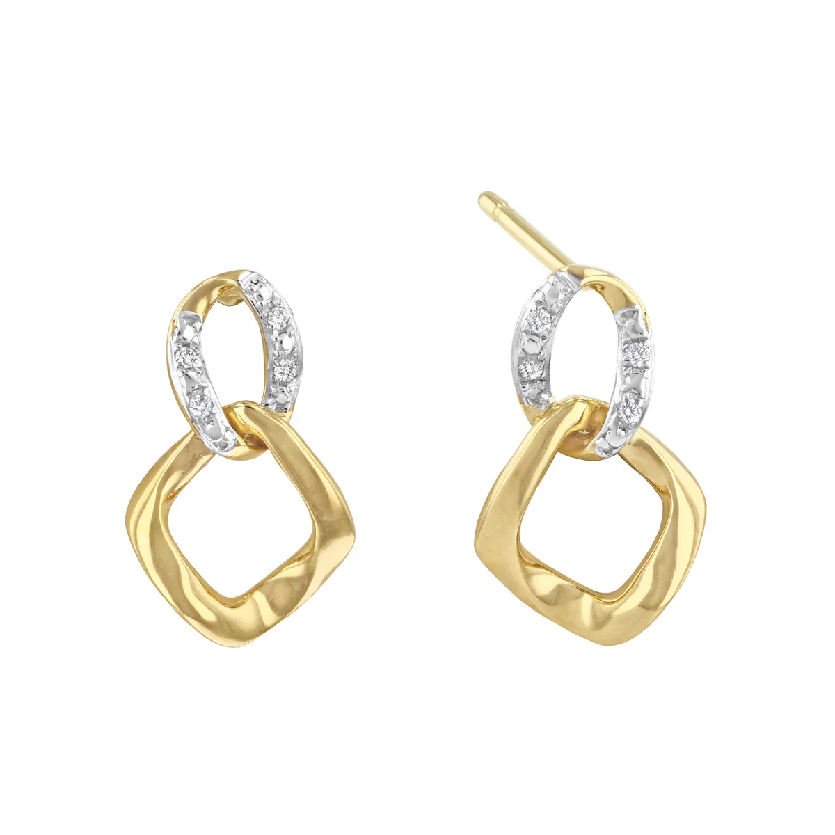 Soleil Collection Diamond Chain Link Earrings | 9K Yellow Gold - Image 2