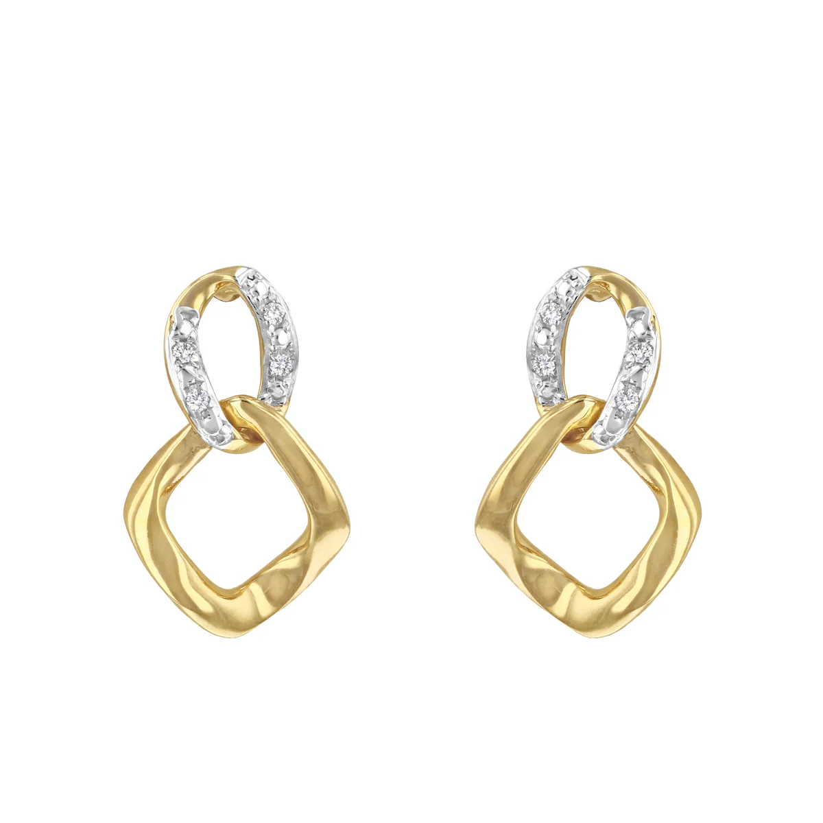 Soleil Collection Diamond Chain Link Earrings | 9K Yellow Gold - Image 3
