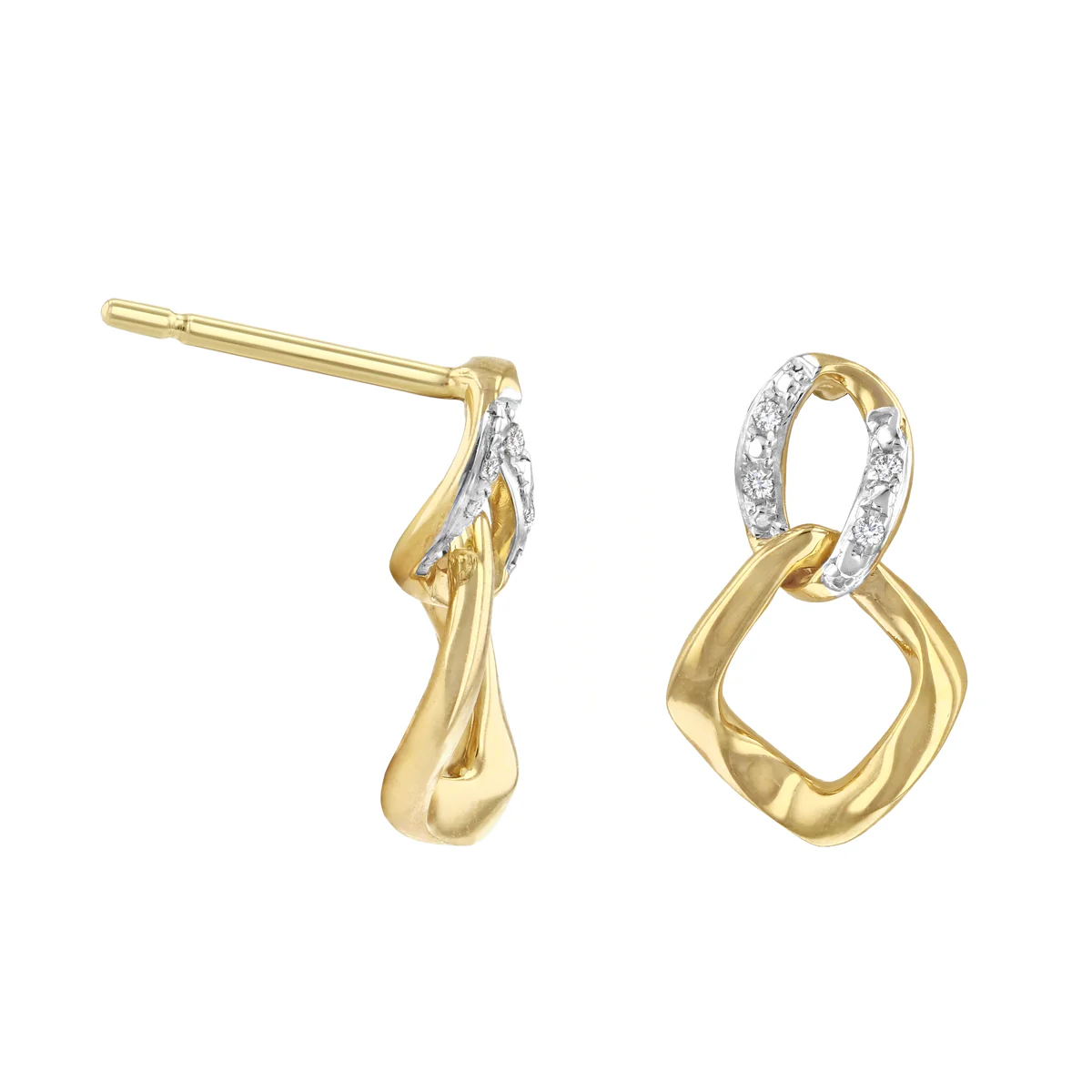 Soleil Collection Diamond Chain Link Earrings | 9K Yellow Gold - Image 4