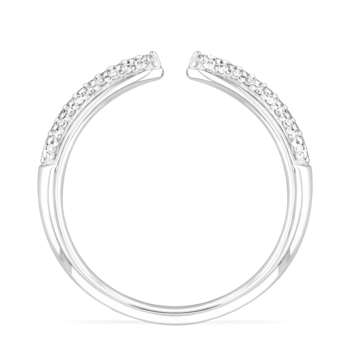 Soleil Collection Diamond Claw Stacking Ring | 9K Solid White Gold - Image 3