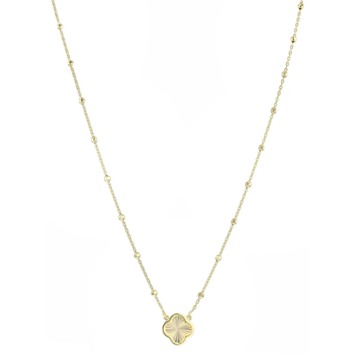 Soleil Collection Diamond Cut Petal Motif Necklace | 9K Yellow Gold - Image 2