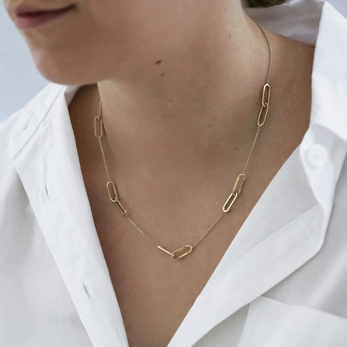 Soleil Collection 18" Double Oval Link Necklace | 9K Solid Yellow Gold - Image 5
