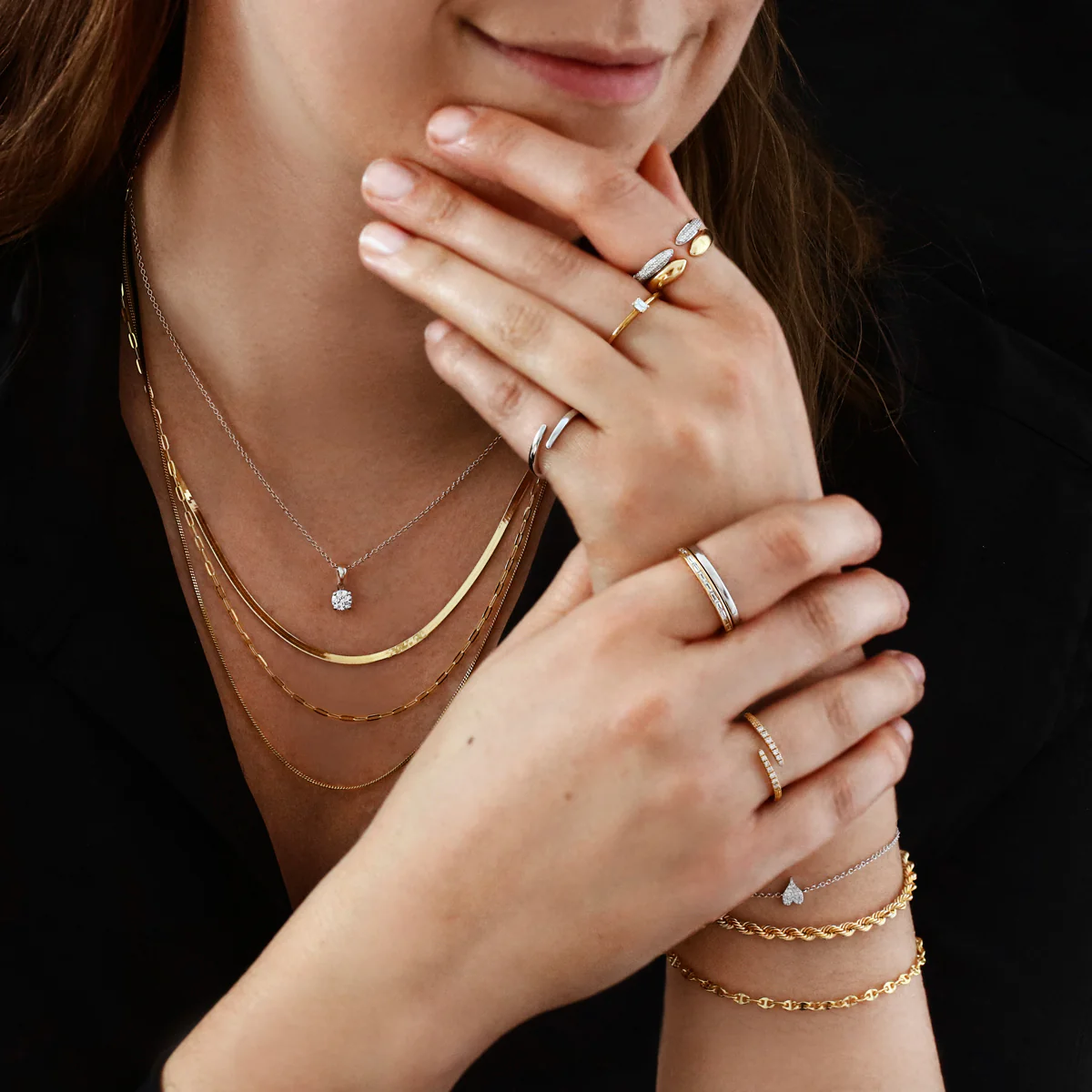 Soleil Collection Gold Claw Stacking Ring | 9K Solid Yellow Gold - Image 8