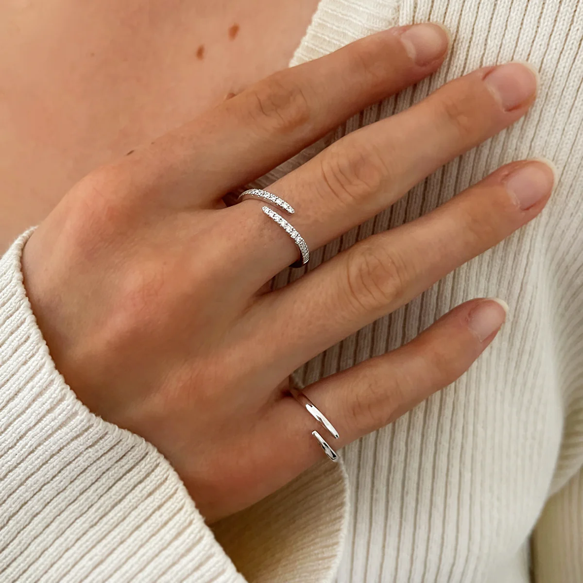Soleil Collection Gold Wrap Ring | 9K Solid White Gold - Image 5
