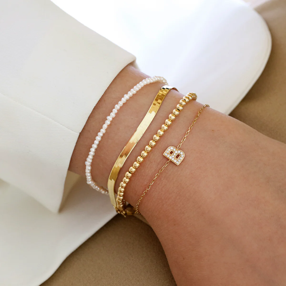 Soleil Collection Herringbone Bracelet | 9K Solid Yellow Gold - Image 4