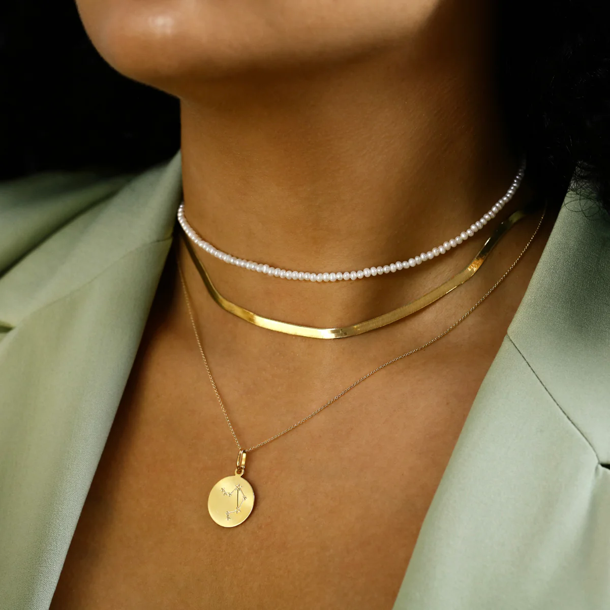 Soleil Collection 16'' Herringbone Necklace | 9K Solid Yellow Gold - Image 5