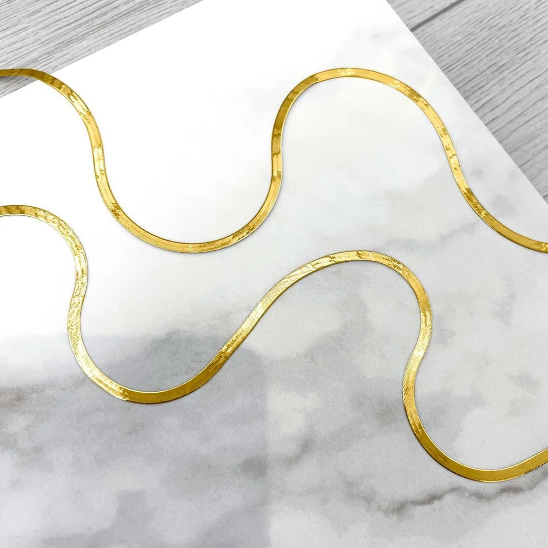 Soleil Collection 16'' Herringbone Necklace | 9K Solid Yellow Gold - Image 6