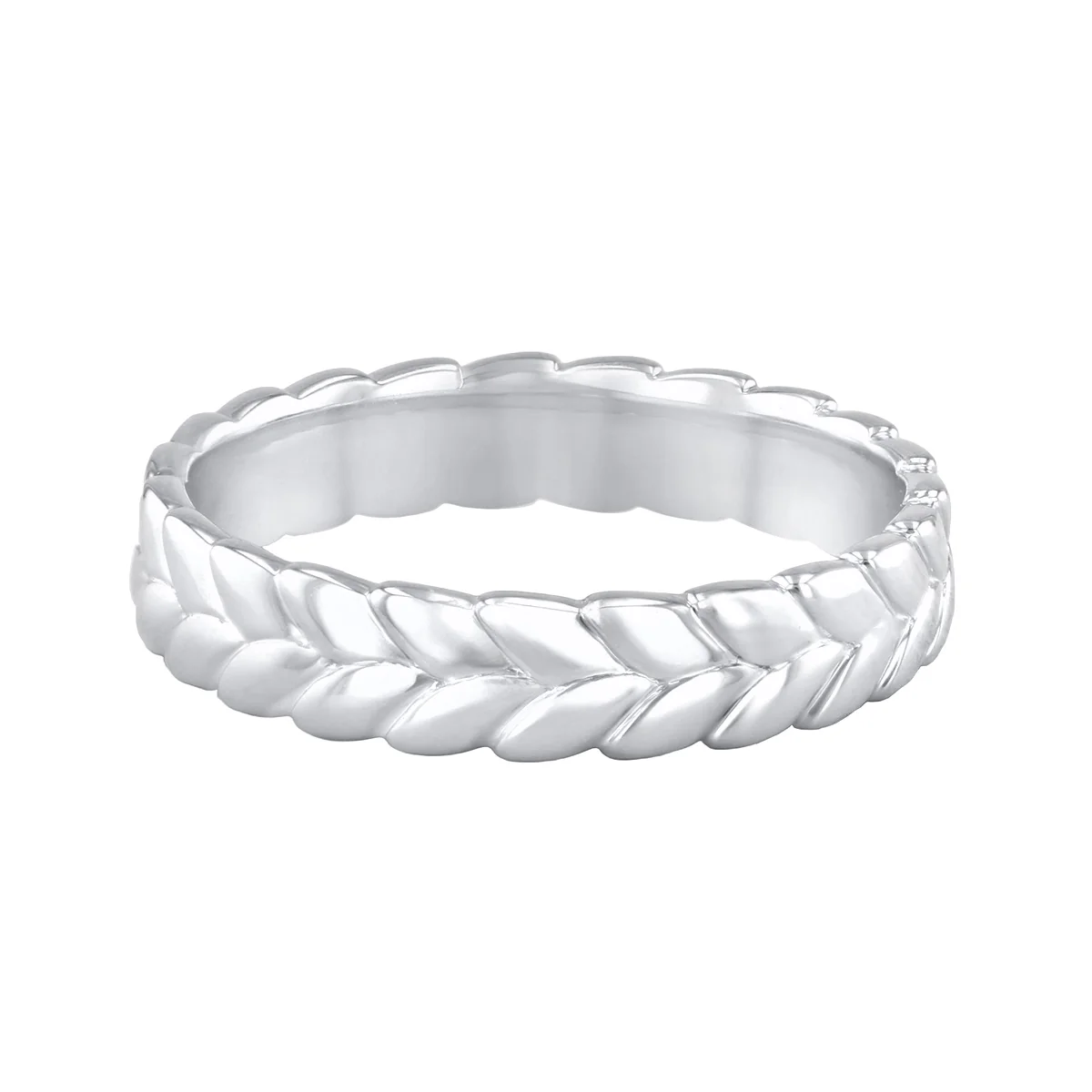 Soleil Collection Leaf Design Dress Ring | 9K White Gold - Image 3