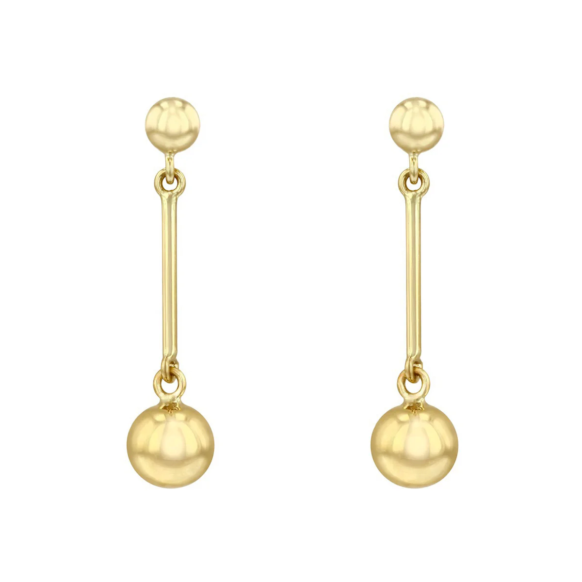 Soleil collection Linear Ball Drop Earrings | 9K Yellow Gold - Image 2