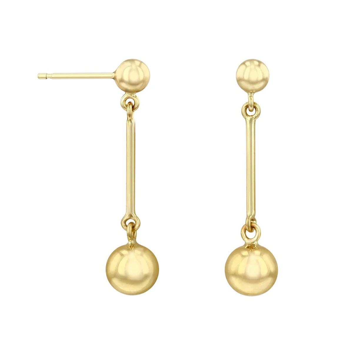Soleil collection Linear Ball Drop Earrings | 9K Yellow Gold - Image 4
