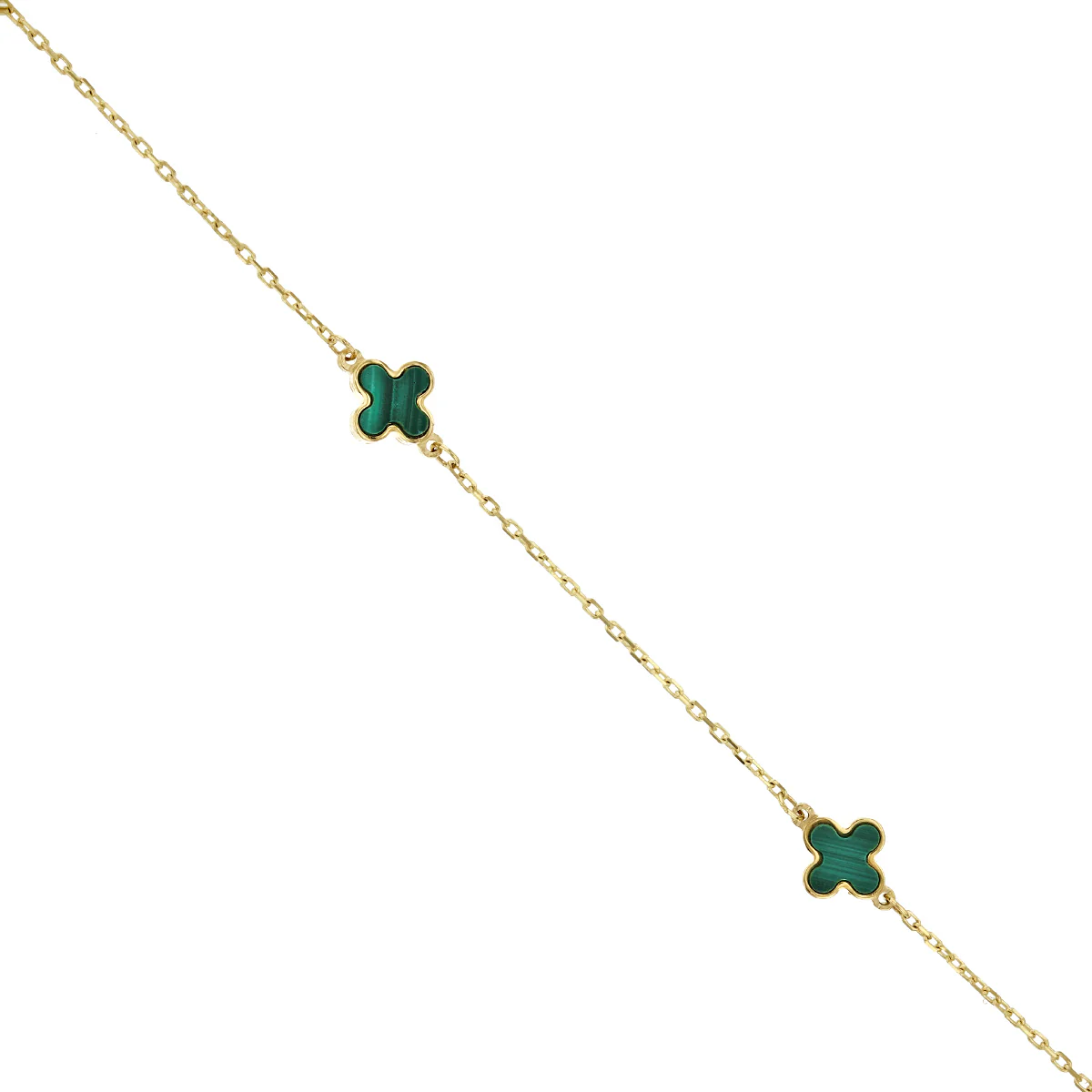 Soleil Collection 7.5" Malachite Petal Bracelet | 9K Solid Yellow Gold - Image 2
