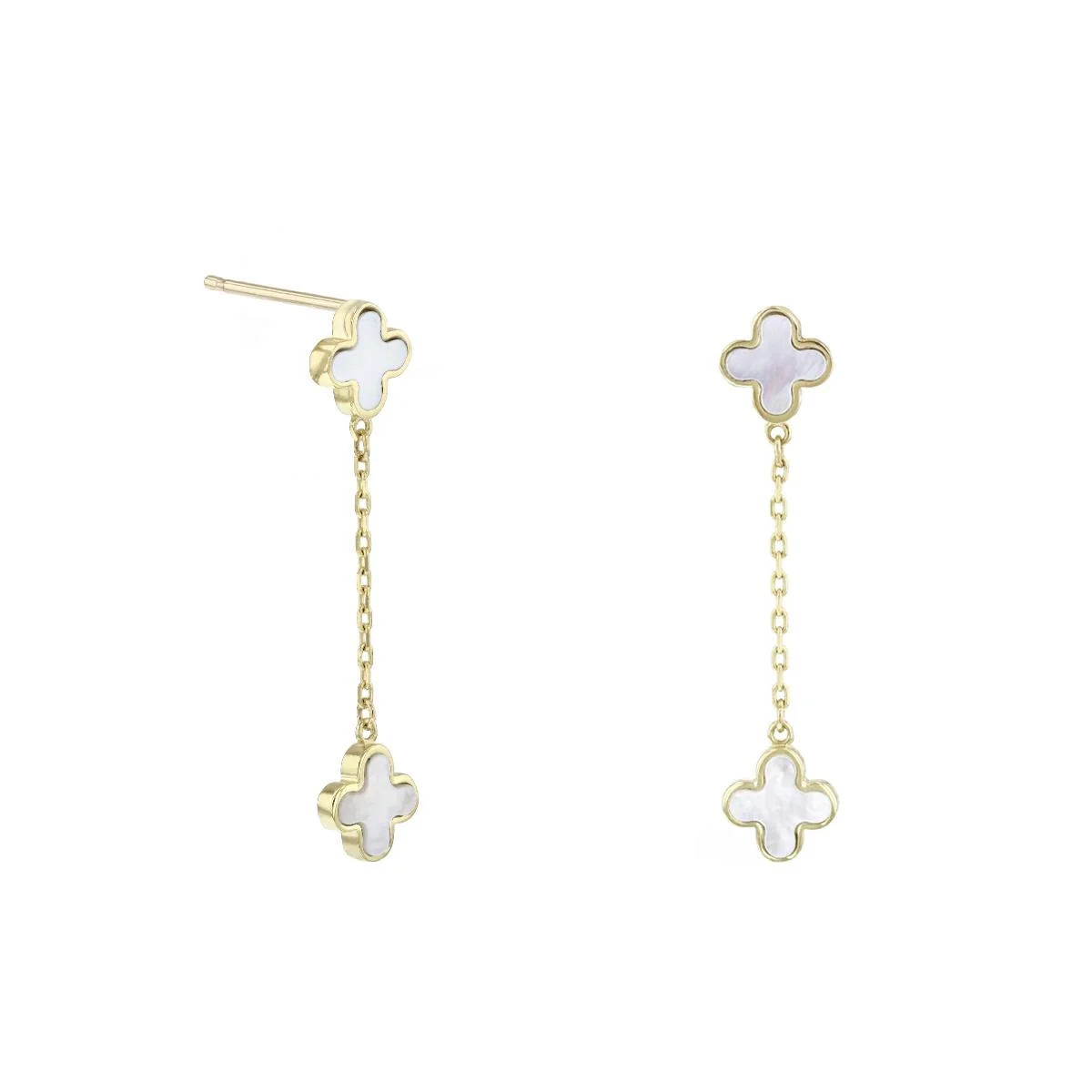 Soleil Collection Mother of Pearl Petal Drop Earrings | 9K Solid Yellow Gold - Image 4