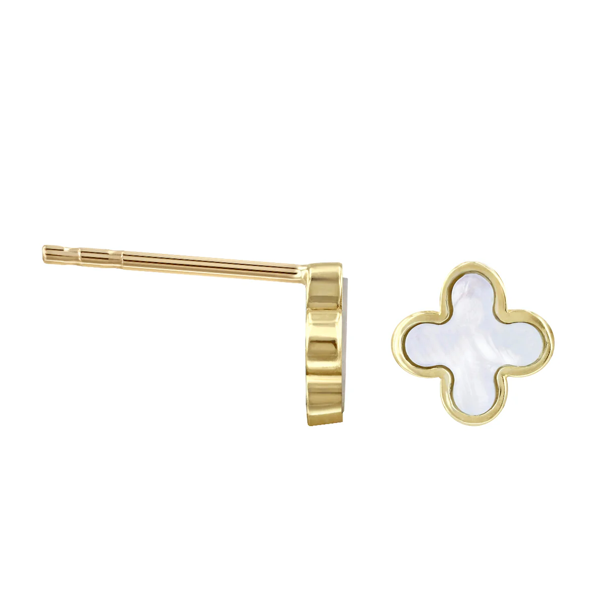 Soleil Collection Mother of Pearl Petal Stud Earrings | 9K Solid Yellow Gold - Image 4