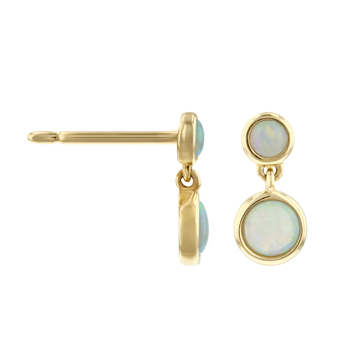Soleil Collection Opal Double Drop Earrings | 9K Solid Yellow Gold - Image 3