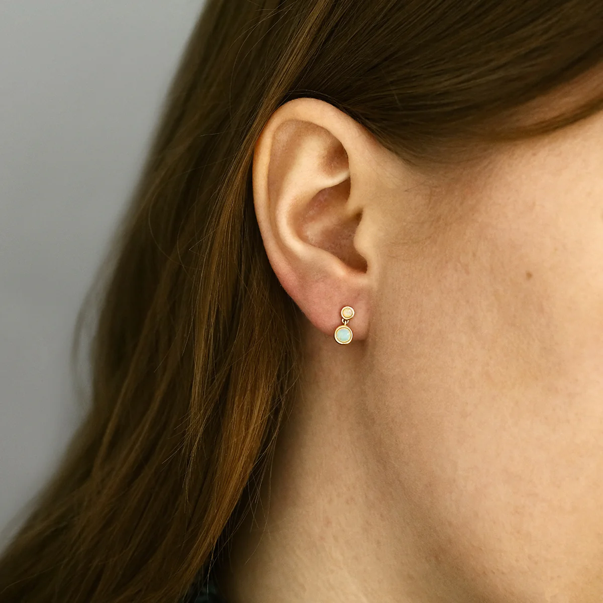 Soleil Collection Opal Double Drop Earrings | 9K Solid Yellow Gold - Image 6