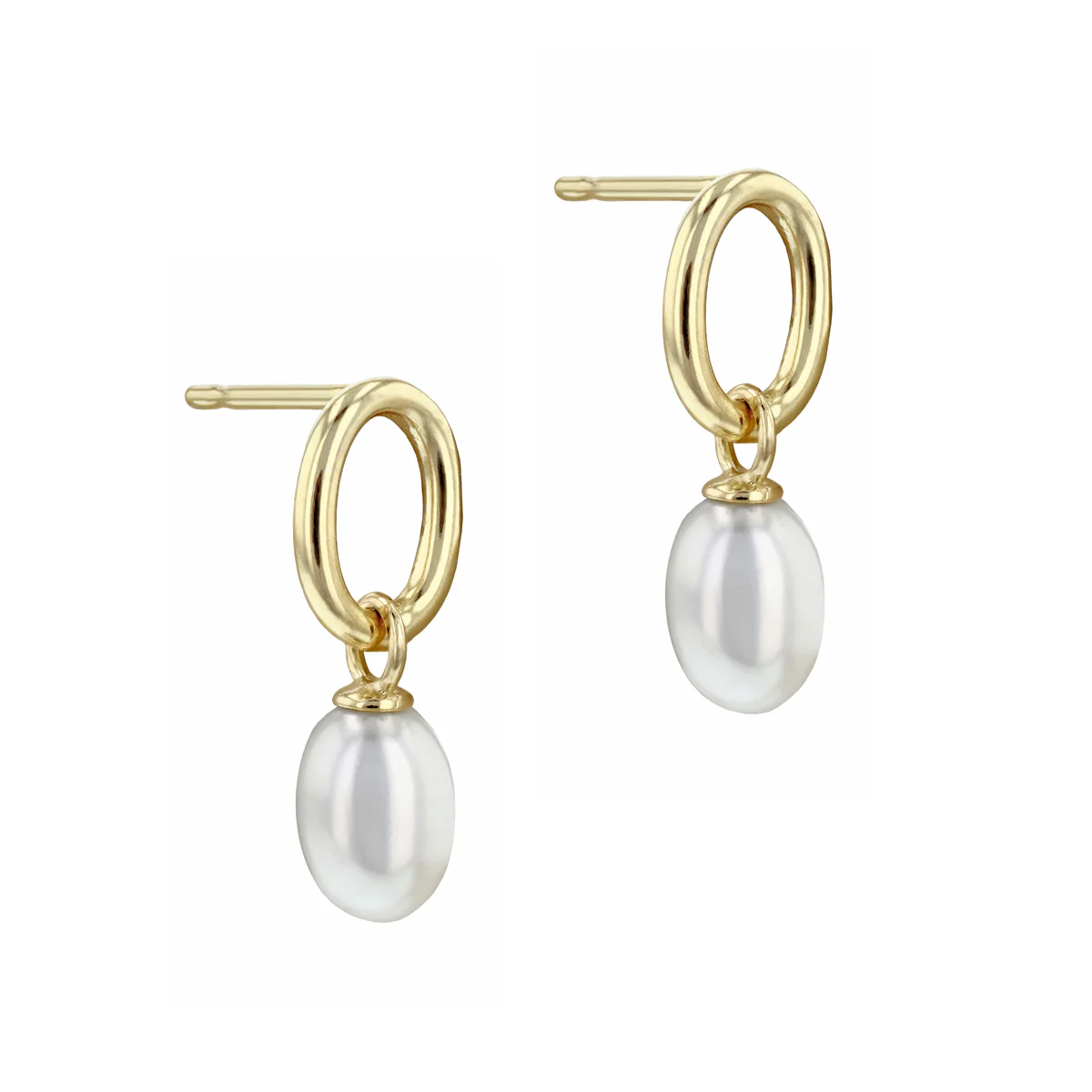 Soleil Collection Oval Baroque Freshwater Drop Earrings | 9K Solid Yellow Gold - Image 3