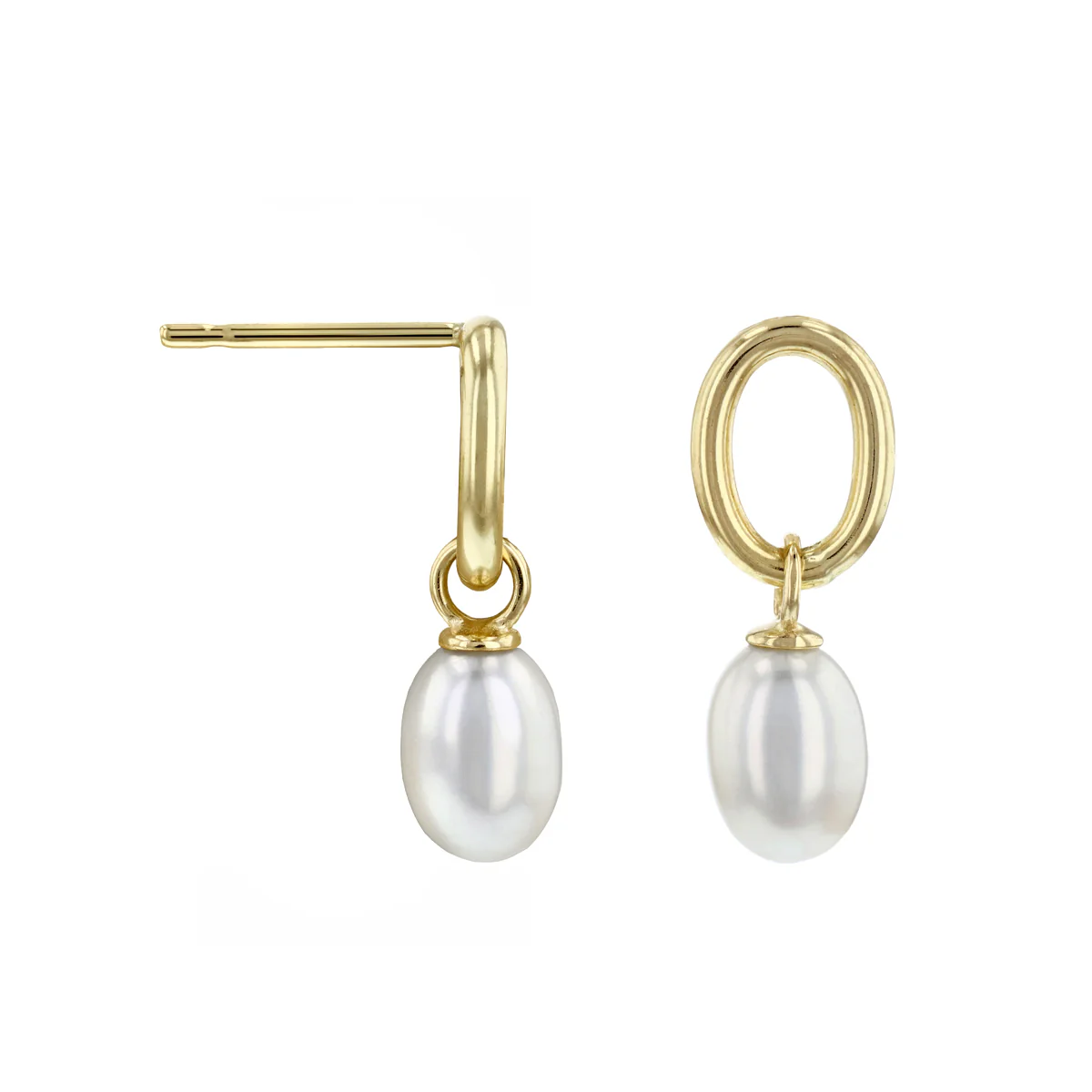 Soleil Collection Oval Baroque Freshwater Drop Earrings | 9K Solid Yellow Gold - Image 4