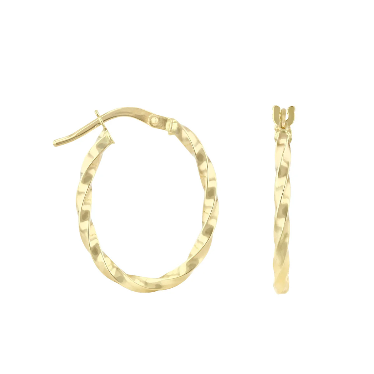 Soleil Collection Oval Twist Hoop Earrings | 9K Yellow Gold - Image 4
