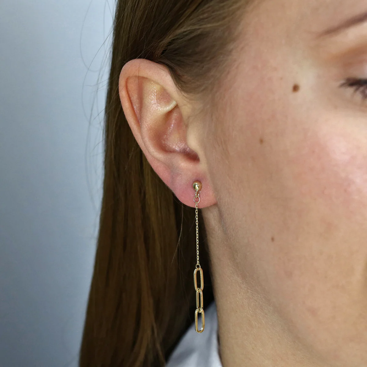 Soleil Collection Paperclip Drop Earrings | 9K Solid Yellow gold - Image 5