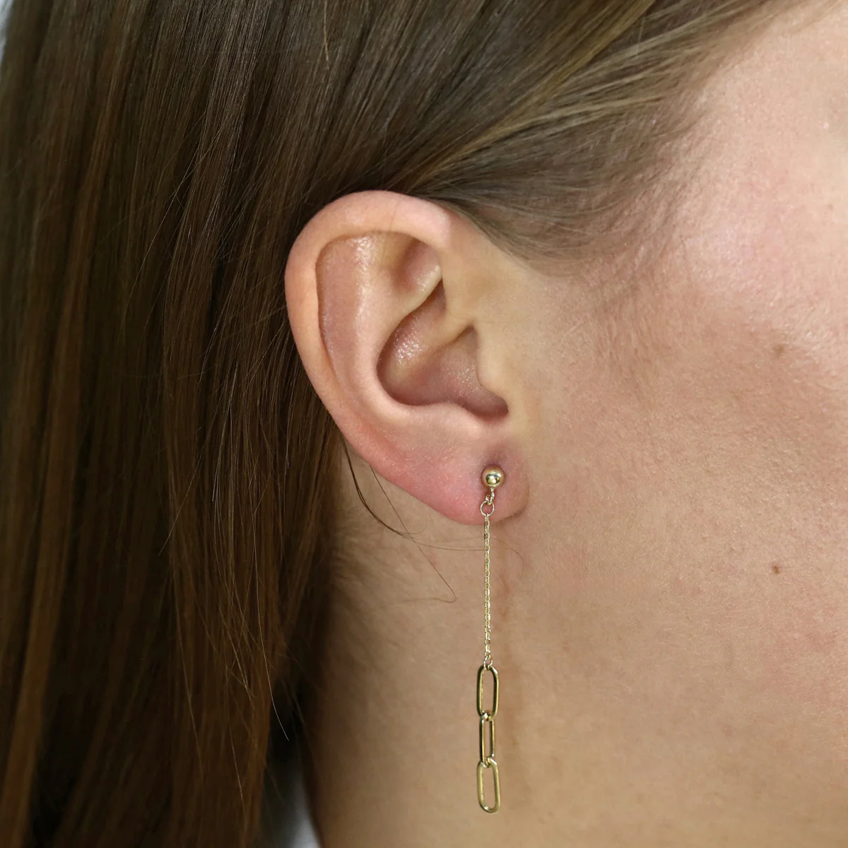 Soleil Collection Paperclip Drop Earrings | 9K Solid Yellow gold - Image 6