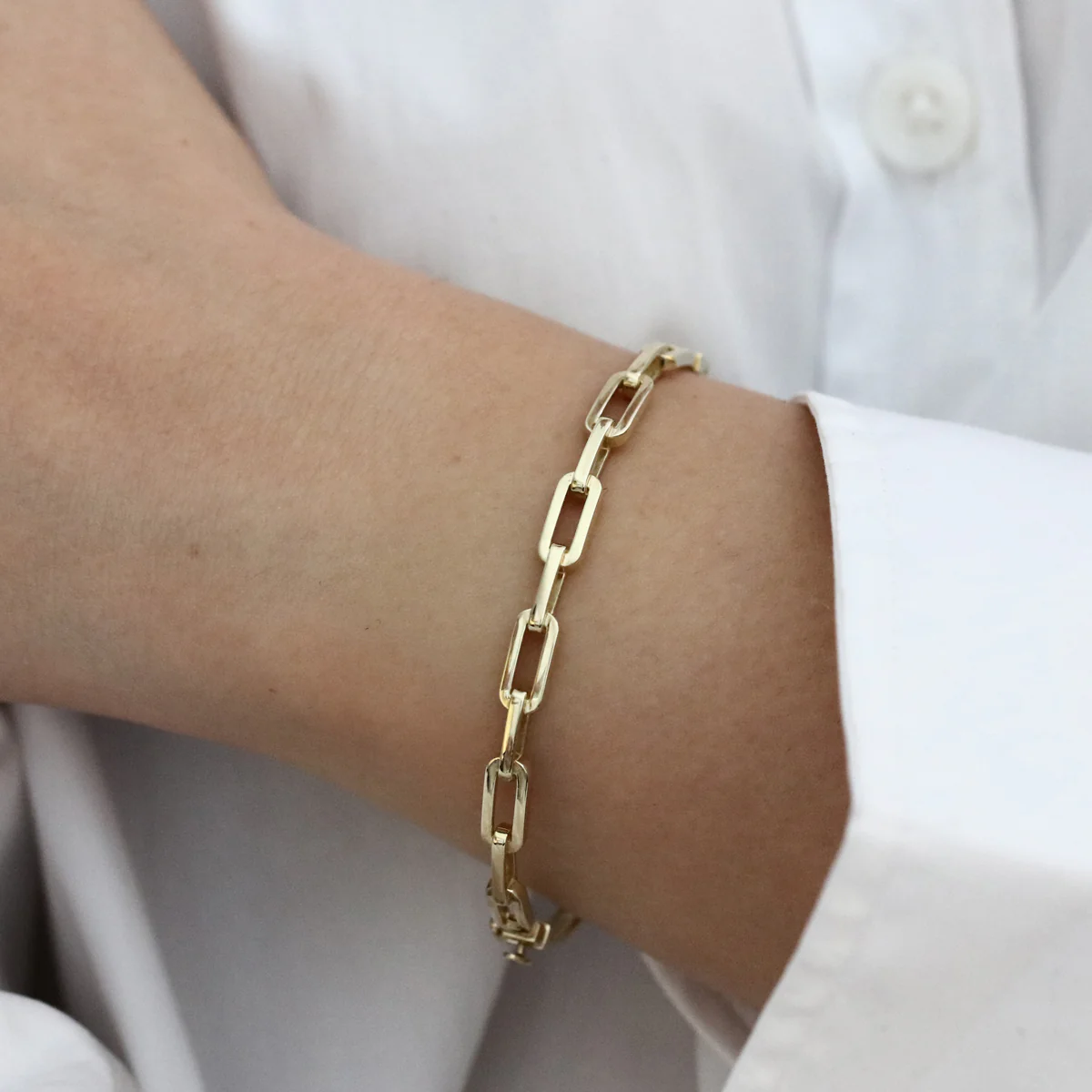 Soleil Collection Paperclip link Bangle | 9K Solid Yellow Gold - Image 3