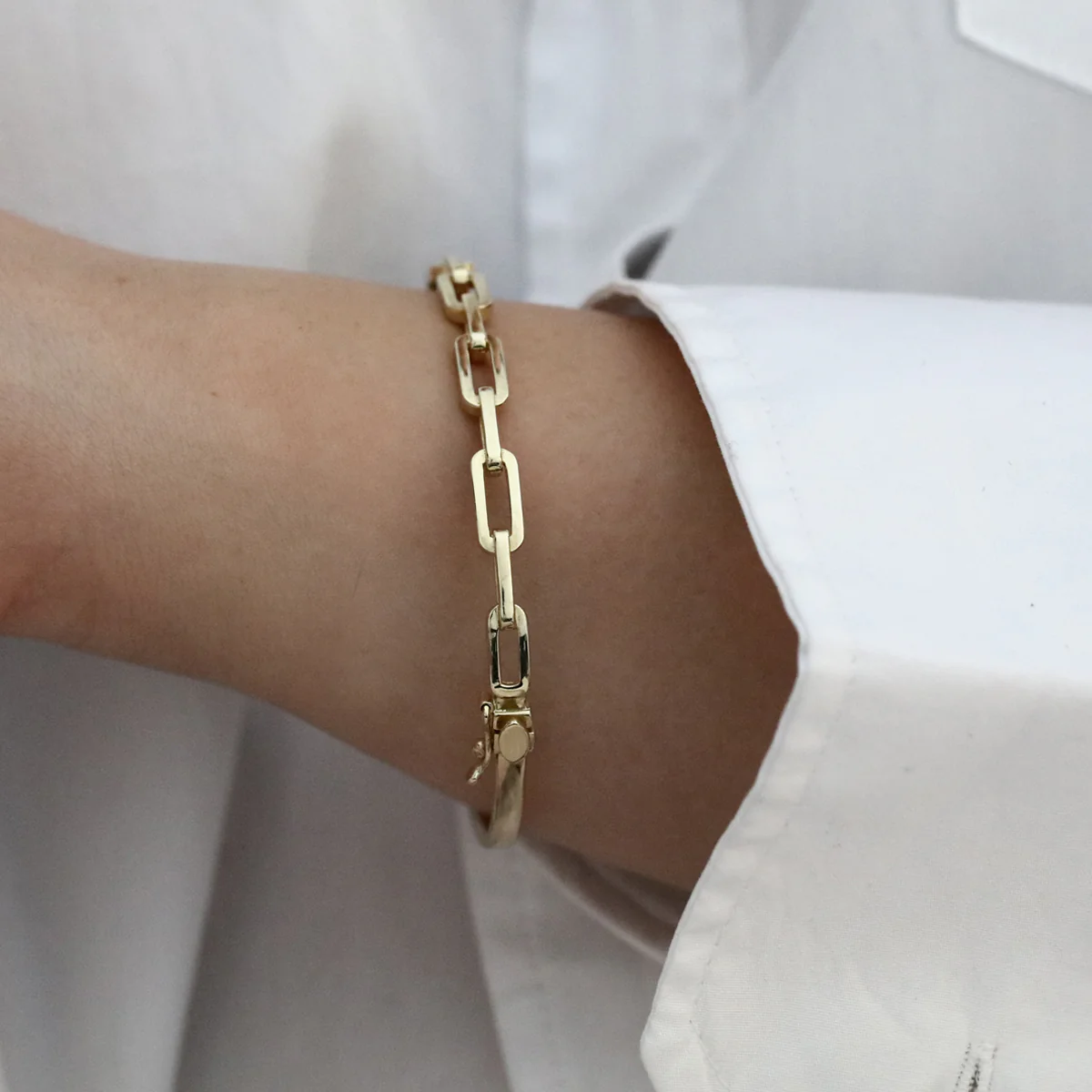 Soleil Collection Paperclip link Bangle | 9K Solid Yellow Gold - Image 4