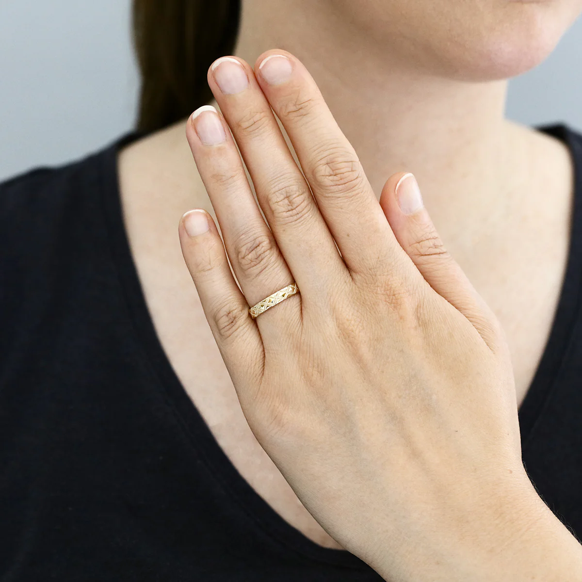 Soleil Collection Diamond Shaped Patterned Dress Ring | 9K yellow Gold - Image 6