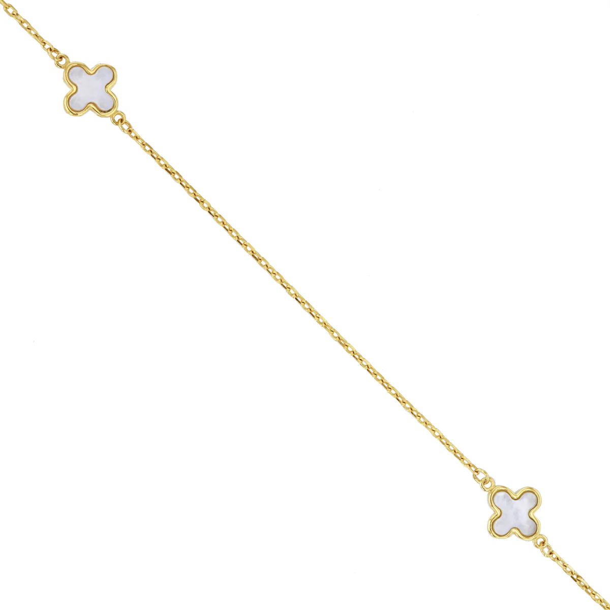 Soleil Collection 16"-17" Petal Mother Of Pearl Necklace | 9K Solid Yellow Gold - Image 3