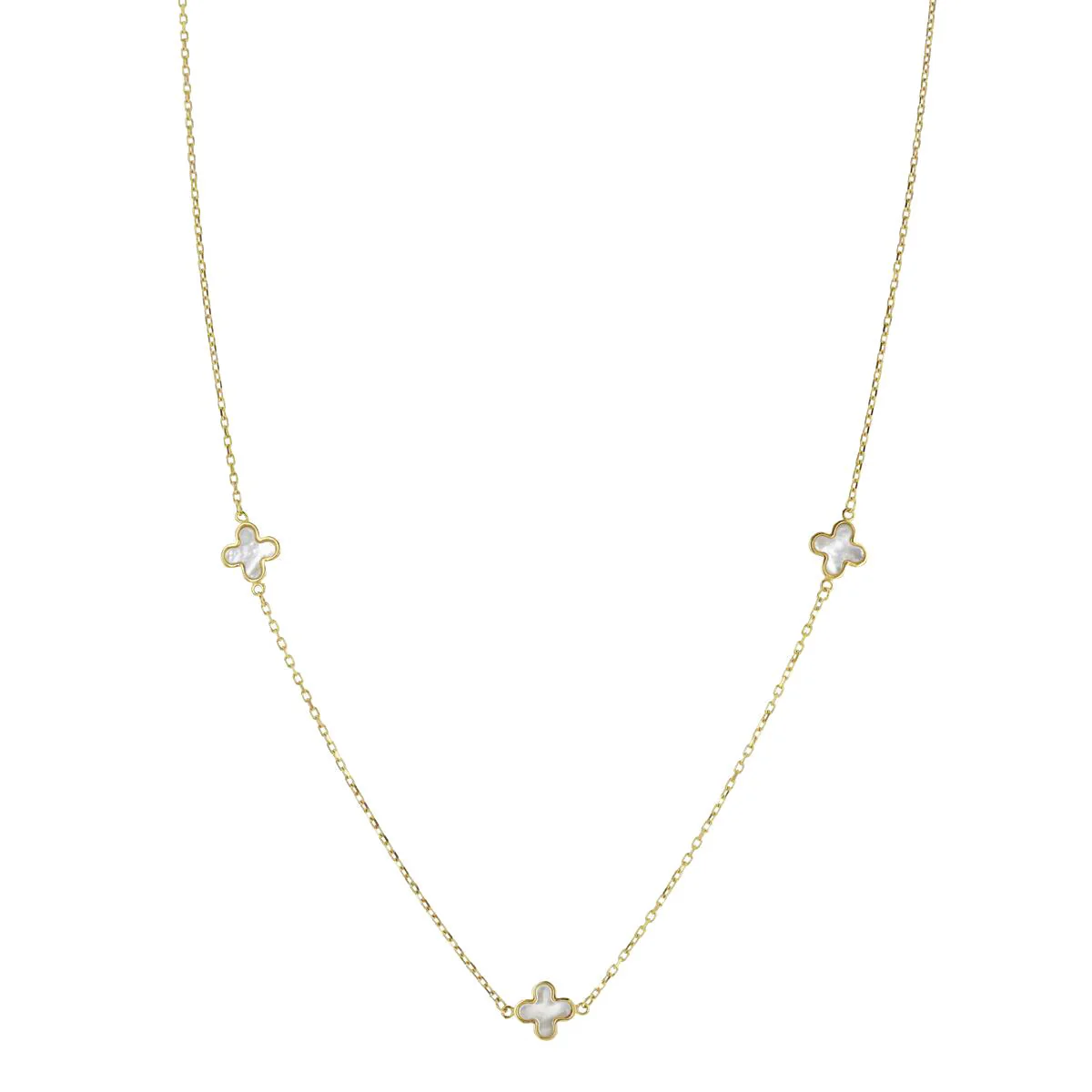 Soleil Collection 16"-17" Petal Mother Of Pearl Necklace | 9K Solid Yellow Gold - Image 4