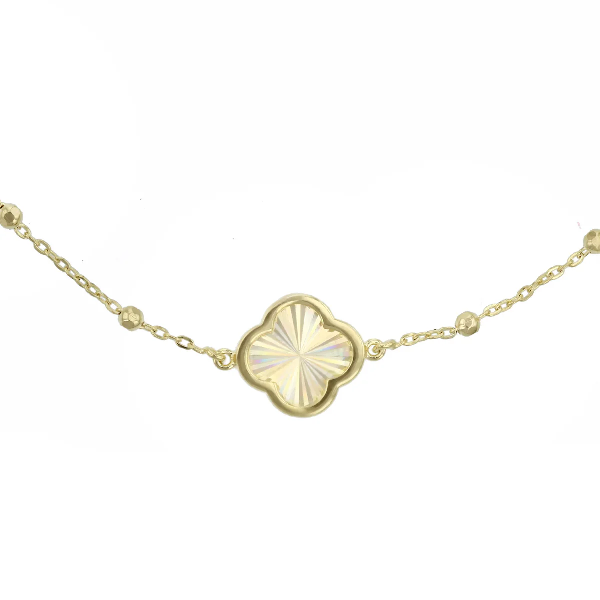 Soleil Collection Diamond Cut Petal Motif and Ball Bracelet | 9K Yellow Gold - Image 2