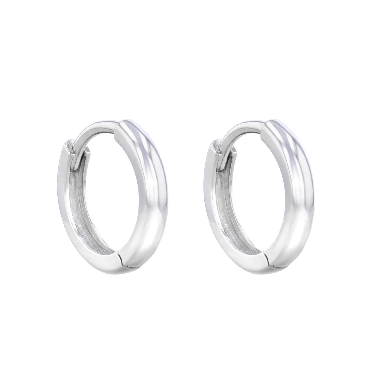 Soleil Collection  Plain Hinged Hoops | 9K Solid White Gold - Image 3