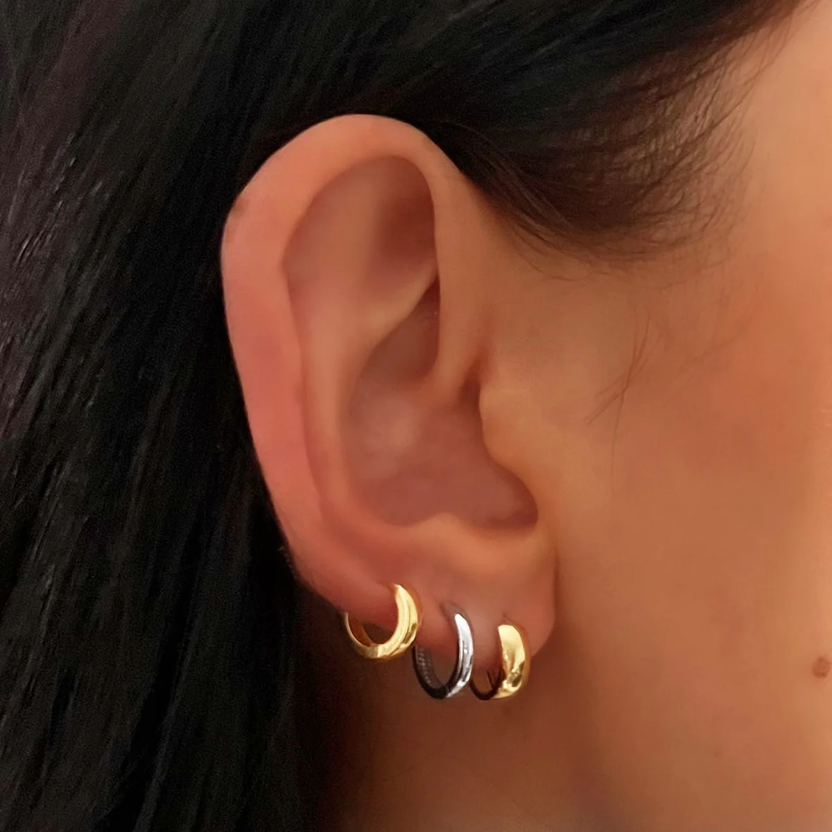 Soleil Collection Plain Huggie Earrings | 9K Solid Yellow Gold - Image 5