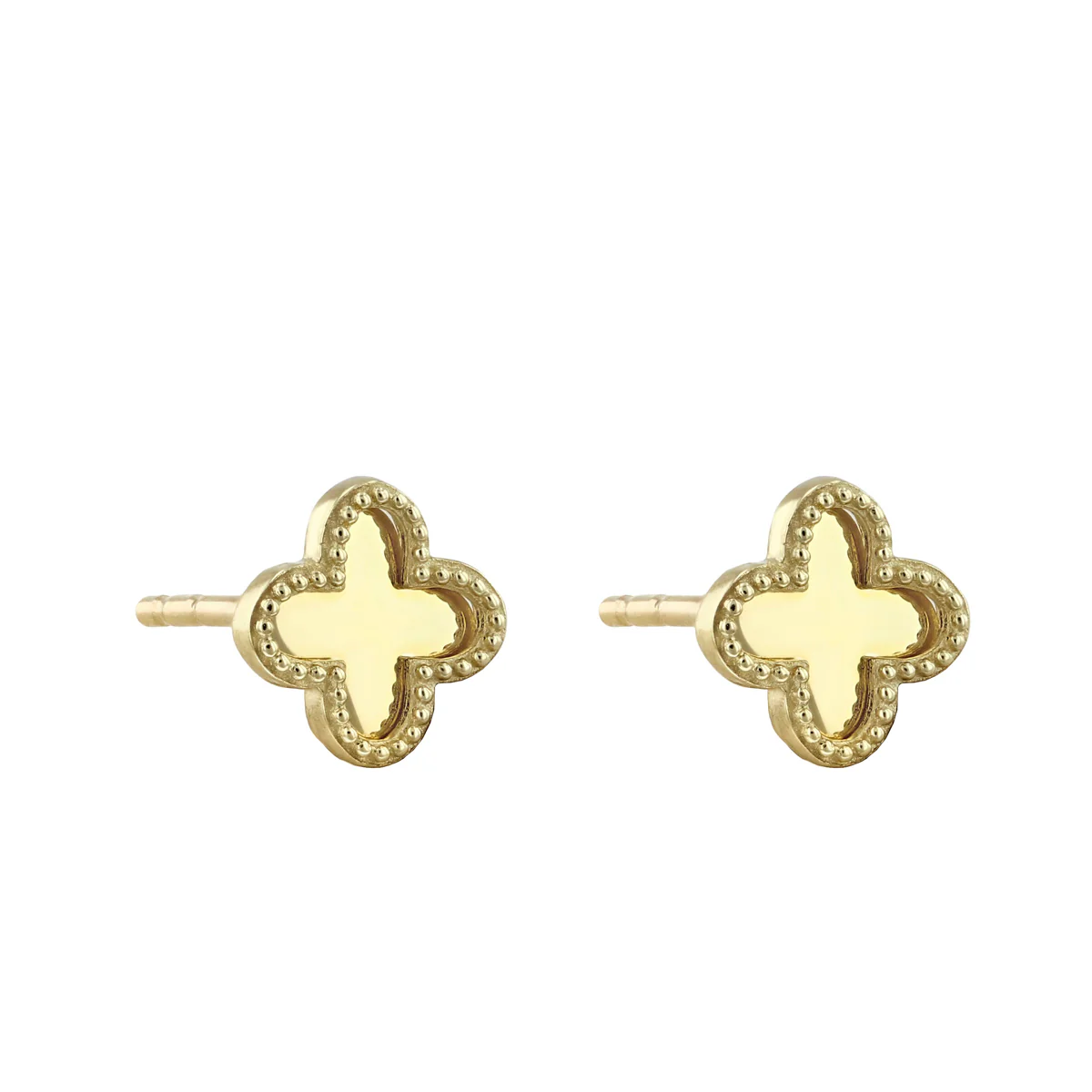 Soleil Collection Polished Quatrefoil Stud Earrings | 9K Solid Yellow Gold - Image 3