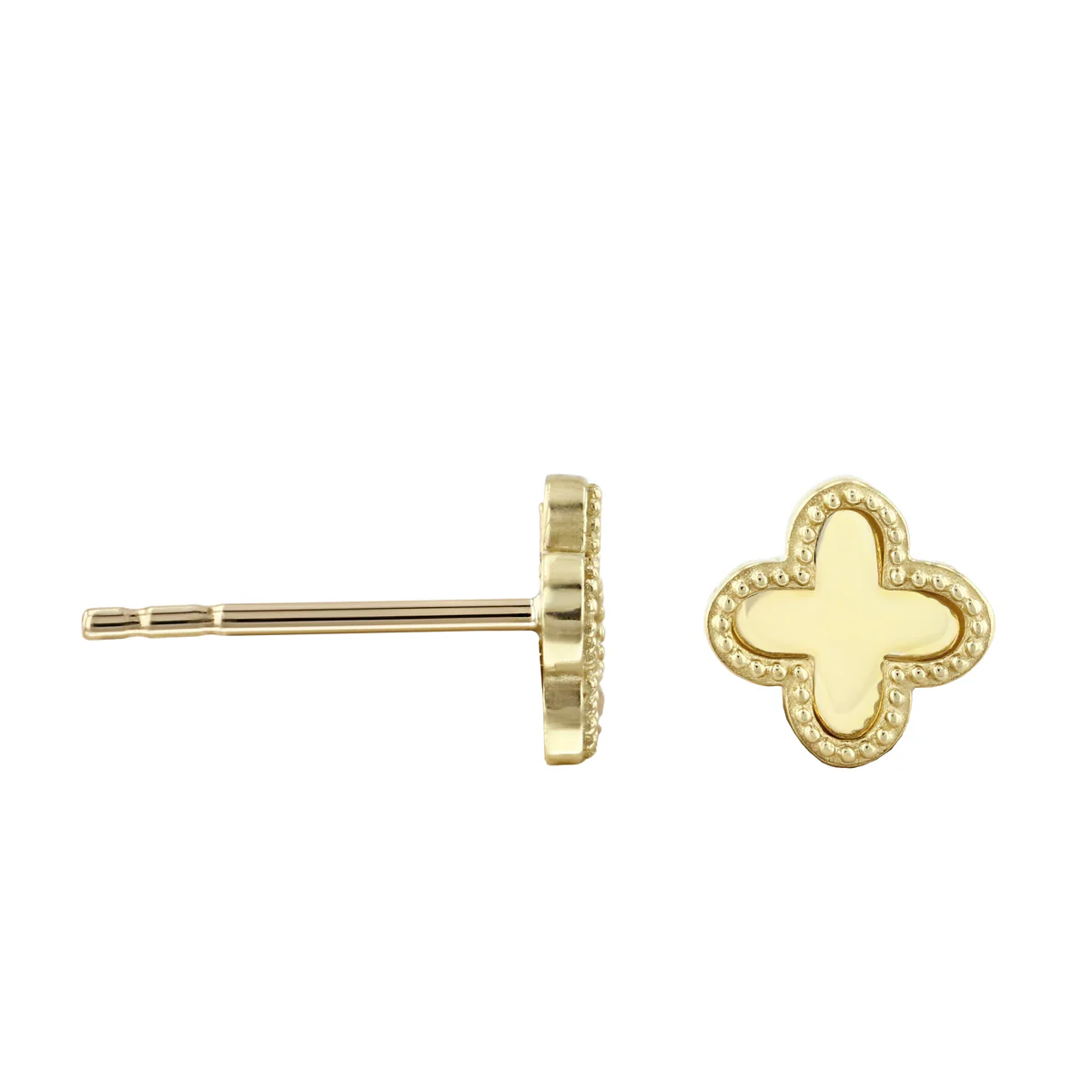 Soleil Collection Polished Quatrefoil Stud Earrings | 9K Solid Yellow Gold - Image 4