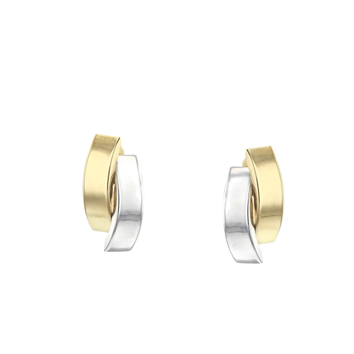 Soleil Collection Shaped Stud Earrings | 9K Solid Bi-Metal Gold - Image 2