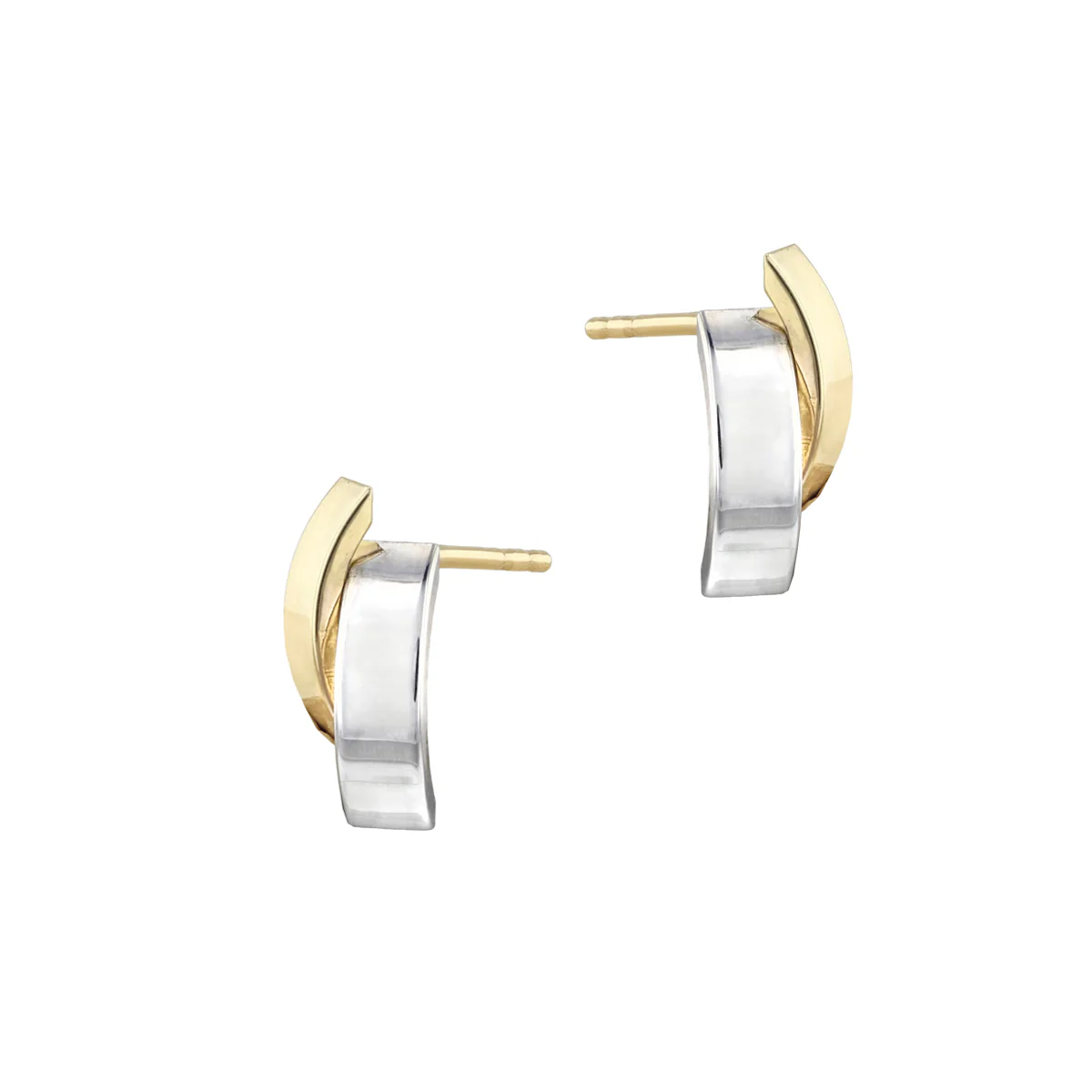 Soleil Collection Shaped Stud Earrings | 9K Solid Bi-Metal Gold - Image 3