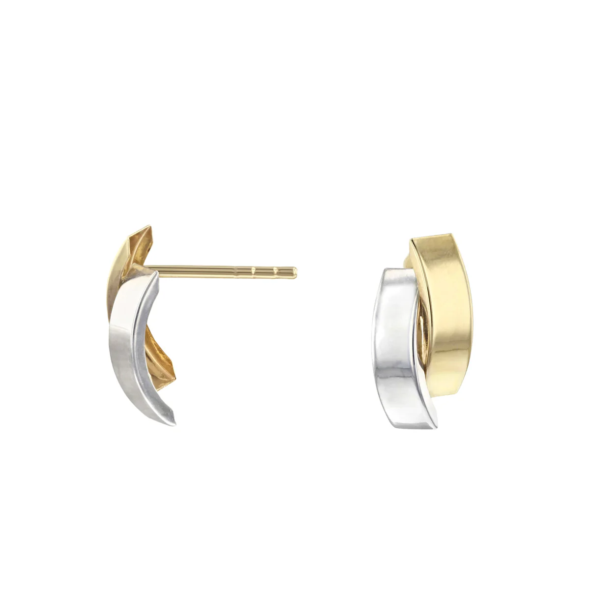Soleil Collection Shaped Stud Earrings | 9K Solid Bi-Metal Gold - Image 4