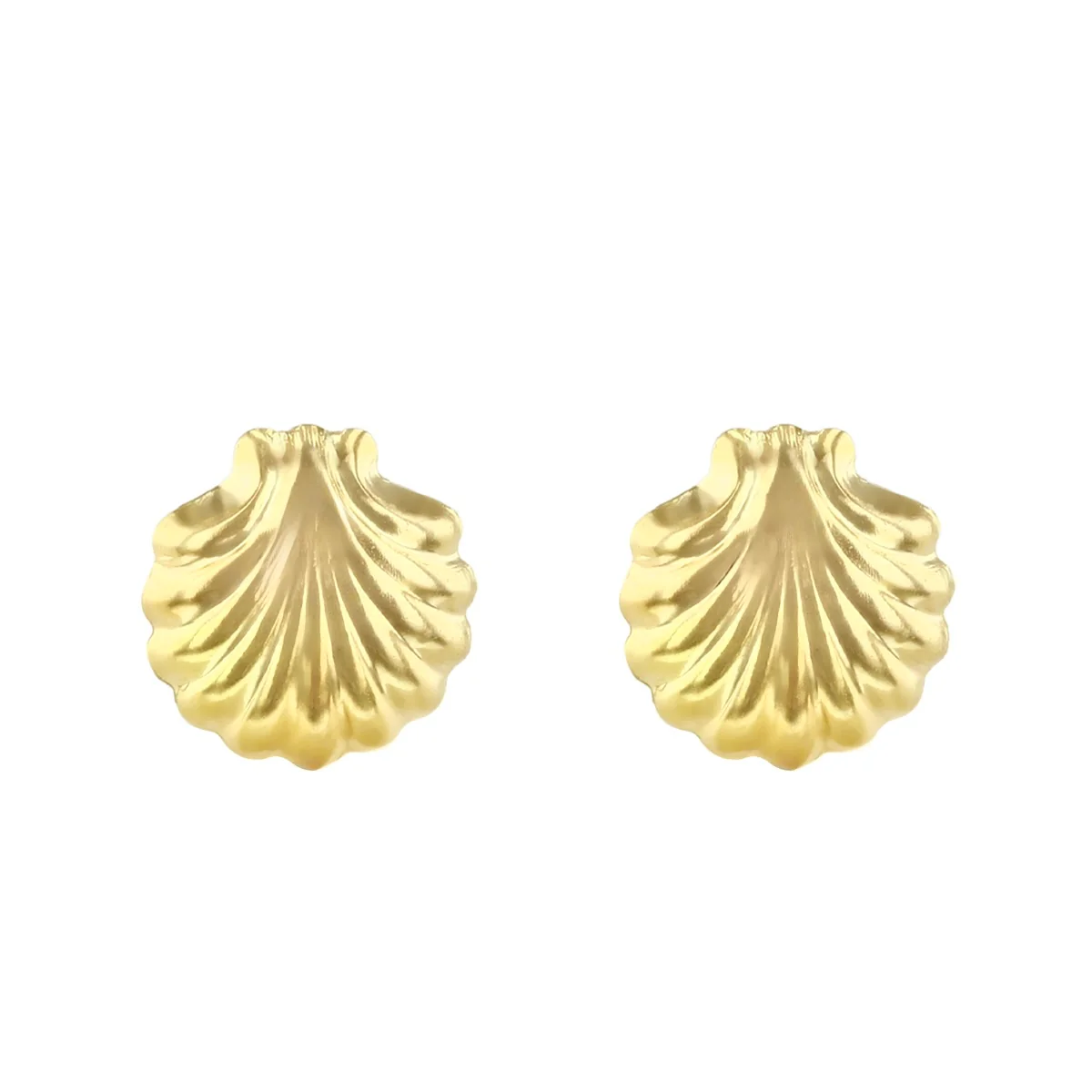Soleil Collection Shell Stud Earrings | 9K Yellow Gold - Image 2