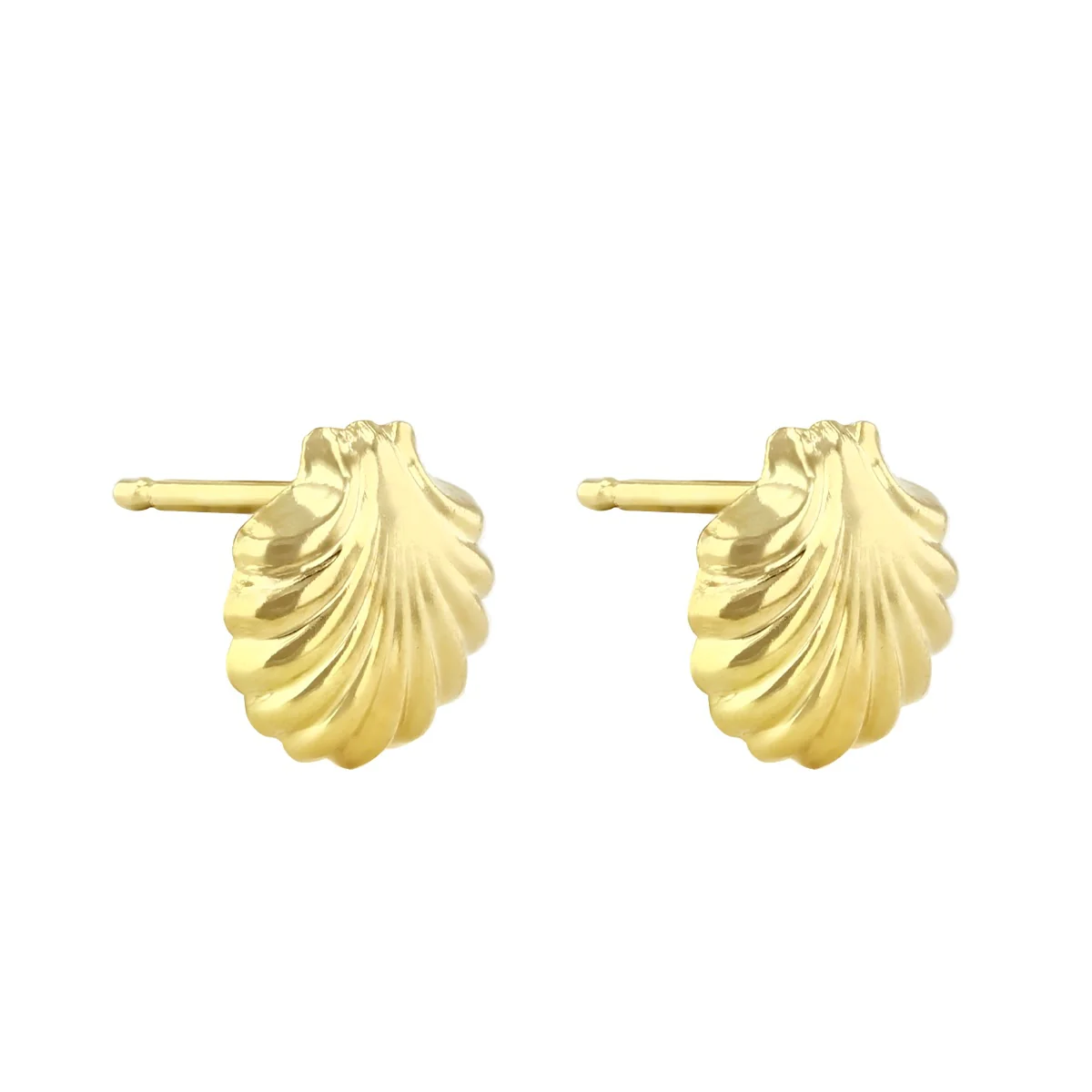Soleil Collection Shell Stud Earrings | 9K Yellow Gold - Image 3
