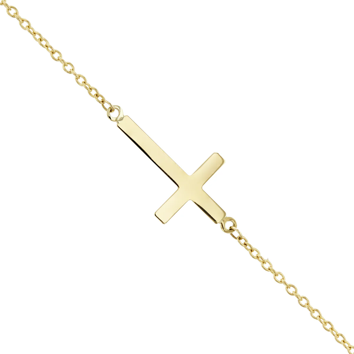 Soleil Collection Side Cross Pendant | 9K Solid Yellow Gold - Image 2