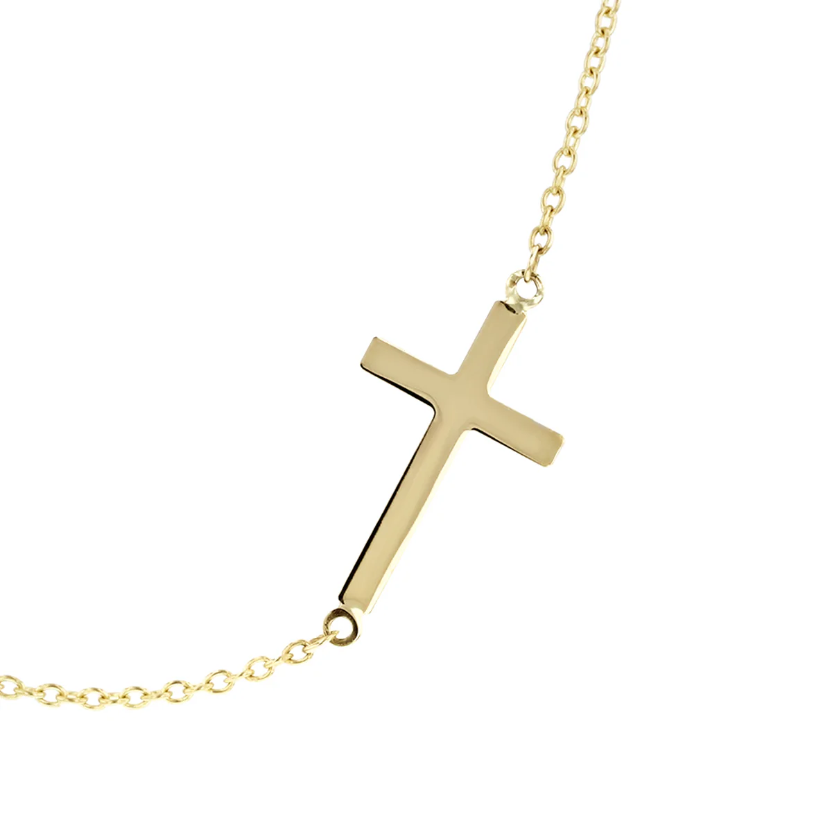 Soleil Collection Side Cross Pendant | 9K Solid Yellow Gold - Image 3