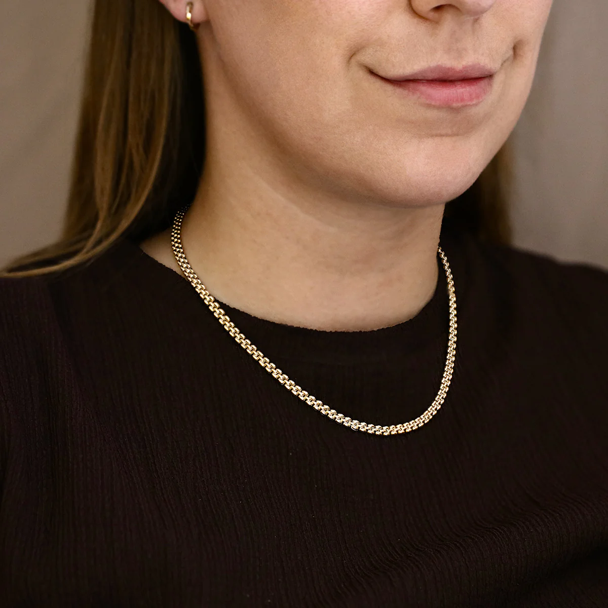 Soleil Collection Three Row Panthère Link Collarette Necklace | 9K Yellow Gold - Image 4