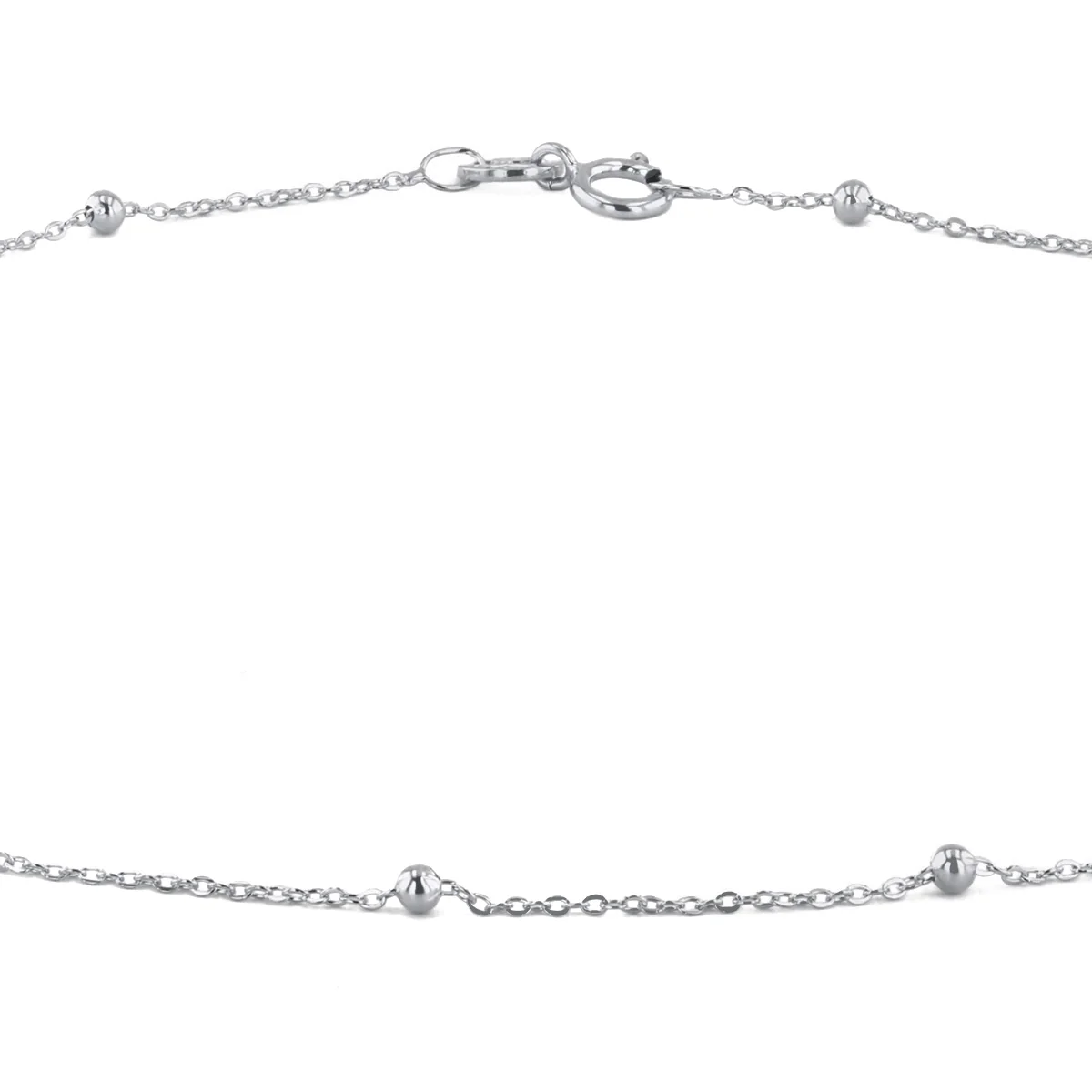Soleil Collection Trace & Bead 10" Anklet | 9K Solid White Gold - Image 2