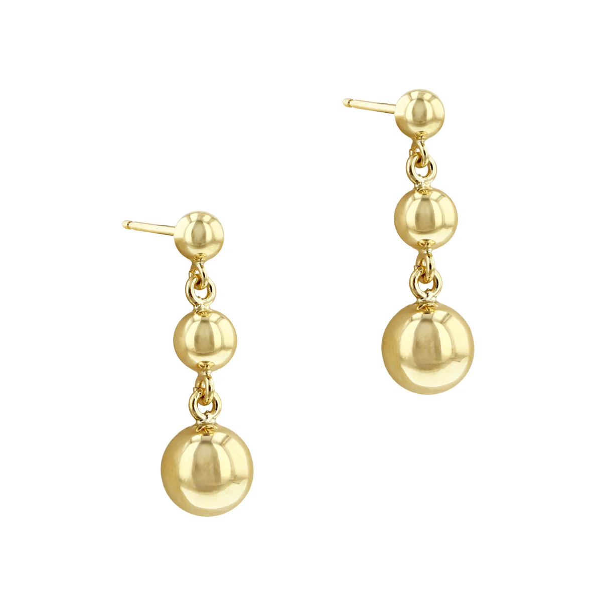 Soleil collection Triple Ball Drop Earrings | 9K Solid Yellow Gold - Image 3