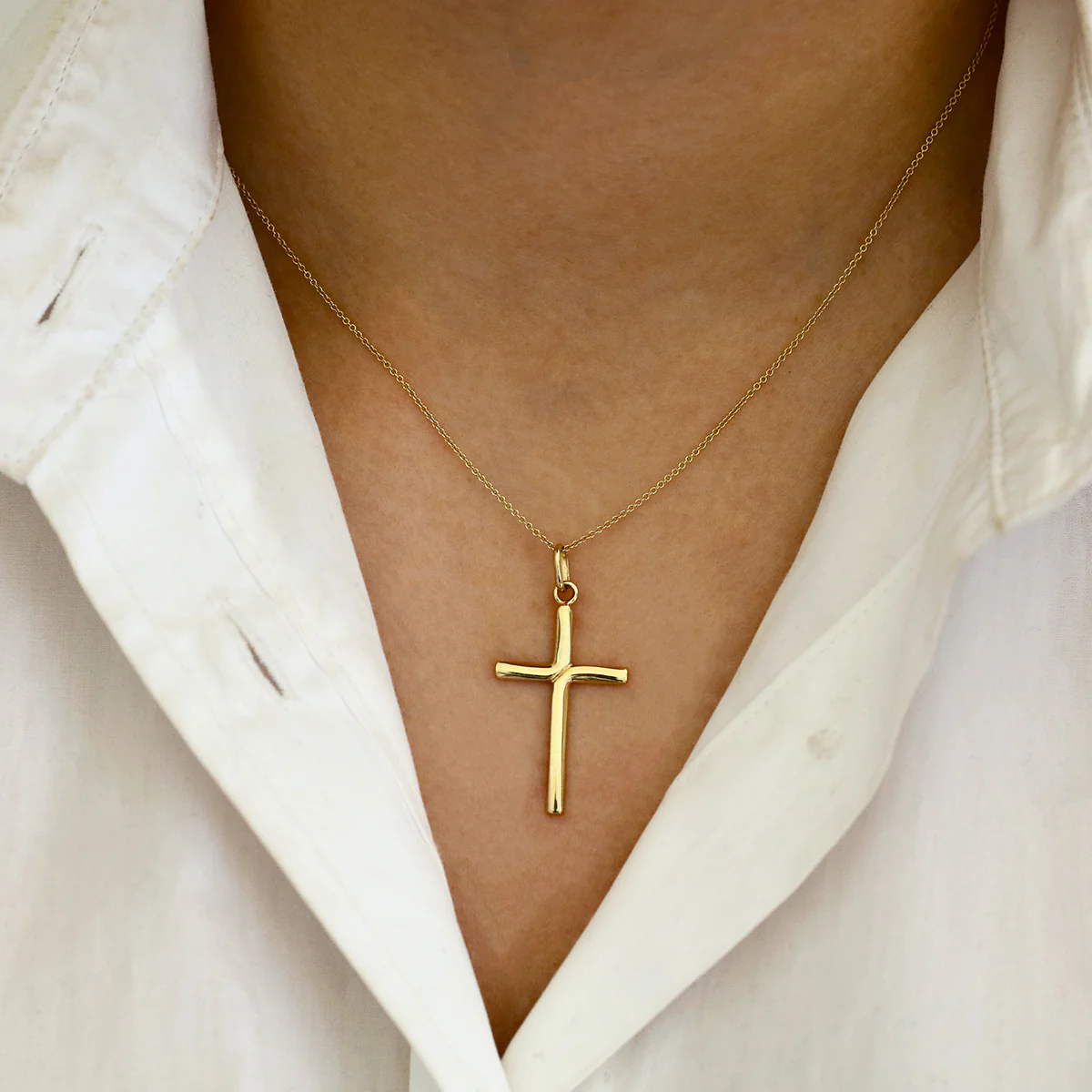 Soleil Collection Twisted Cross Pendant | 9K Solid Yellow Gold - Image 4